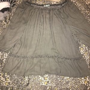 striped, off the shoulder, long sleeved Blouse